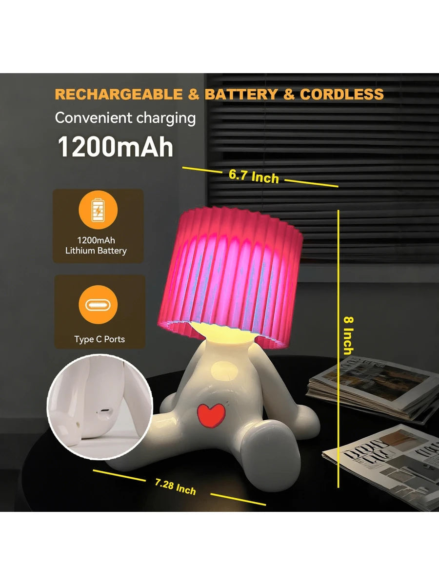 Cute Seated Shy Boy Table Lamp - LED Warm Light For Bedroom Ambience, Creative Bedroom Ambience Light, Compact & Lightweight, USB-Powered, Ideal For Home Use