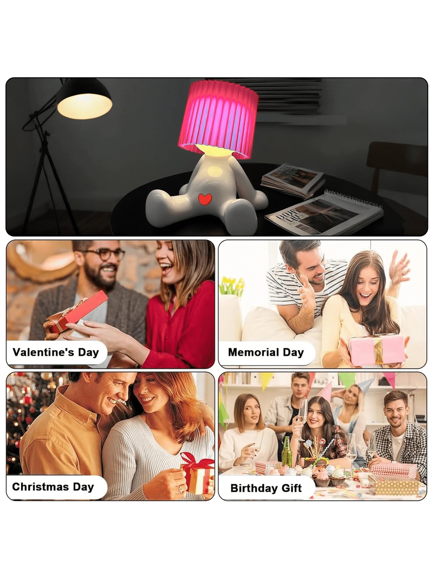 Cute Seated Shy Boy Table Lamp - LED Warm Light For Bedroom Ambience, Creative Bedroom Ambience Light, Compact & Lightweight, USB-Powered, Ideal For Home Use