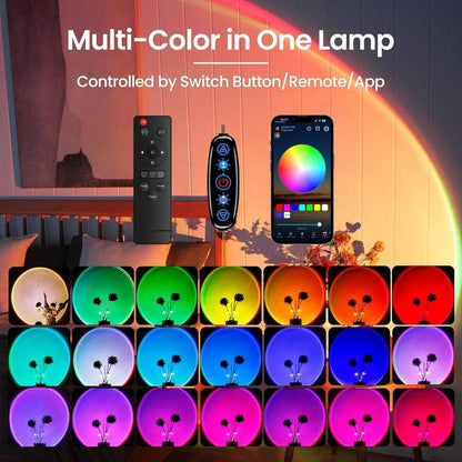 Multicolor Sunset Projector Lamp With Remote & APP Control - 16 Colors & 16 Dynamic Modes, Dimmable LED Night Light For Bedroom, Party, Photography Decor,Romantic Dates & Gifts