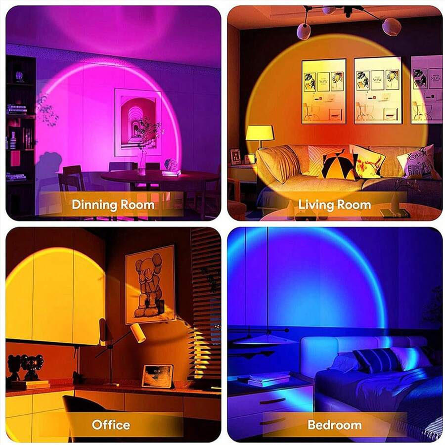Multicolor Sunset Projector Lamp With Remote & APP Control - 16 Colors & 16 Dynamic Modes, Dimmable LED Night Light For Bedroom, Party, Photography Decor,Romantic Dates & Gifts