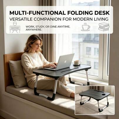 Laptop Bed Tray For Dining And Laptop Use, Bed Table Tray, Breakfast Tray On Bed (With Legs), Adult Lap Tray, Lap Table, Laptop Stand, Bed TV Tray (With Cup Holder And Drawer)