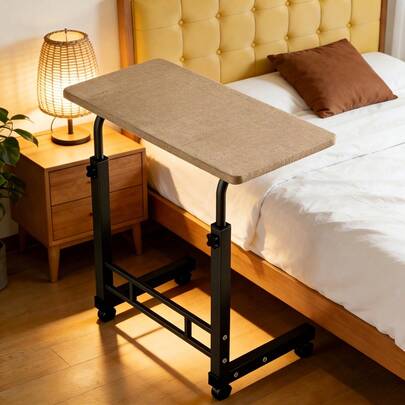 Kocoile Mobile Height-Adjustable Desk, Office Desk, Bedside Computer Table With Wheels, Sofa Side Table, Suitable For Bedroom, Dormitory, Laptop Stand, Lazy Desk, Coffee Table, Gift