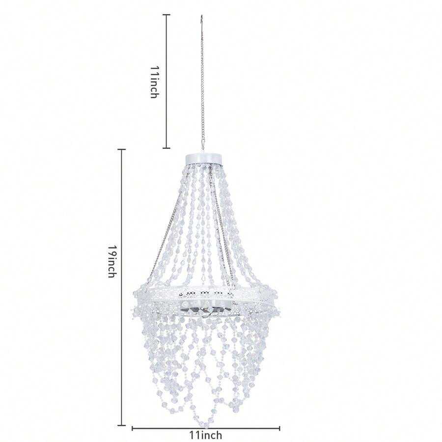 1pc Solar Crystal Beaded Hanging Chandelier, Waterproof Rainproof Outdoor LED Lamp, Warm Soft Glow, Perfect Ornament For Wedding Ceremony, Garden, Yard, Pergola, Backyard Dinner Party, Festival & Romantic Celebration Decor
